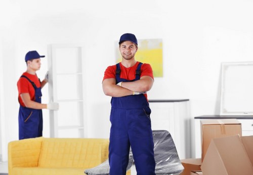 Professional moving team assisting with a home relocation